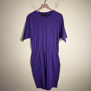 VINTAGE EDDIE BAUER 90s cotton drawstring waist gorpcore pocket tshirt dress L